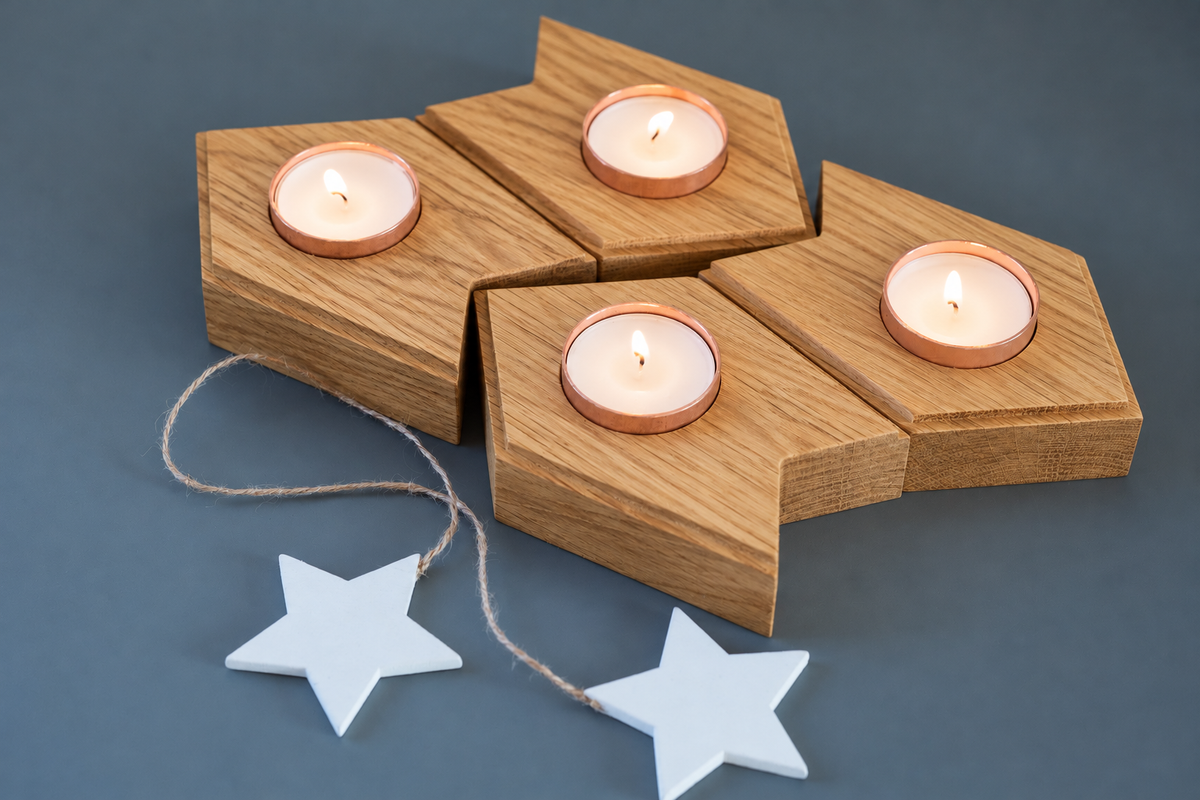 AUSEKLIS oak advent candle holder set