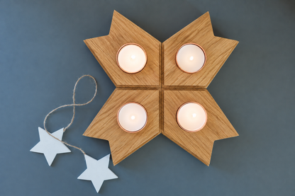 AUSEKLIS oak advent candle holder set