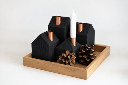 All Black - square tray - natural