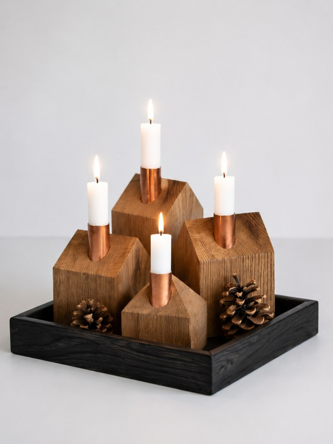 Moderner Adventskranz RUSTIKALE EICHE