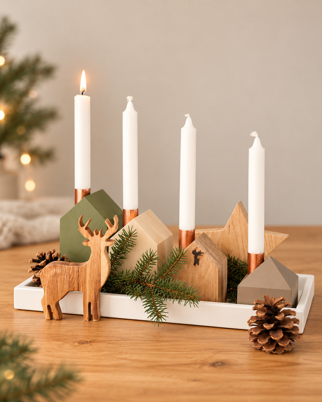 Forest - rectangle tray - white