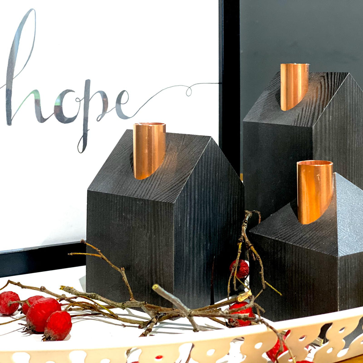 Moderner Adventskranz ALL BLACK