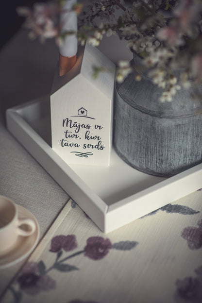 House candle holders with inscriptions Mājas
