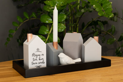 House candle holders with inscriptions Mājas