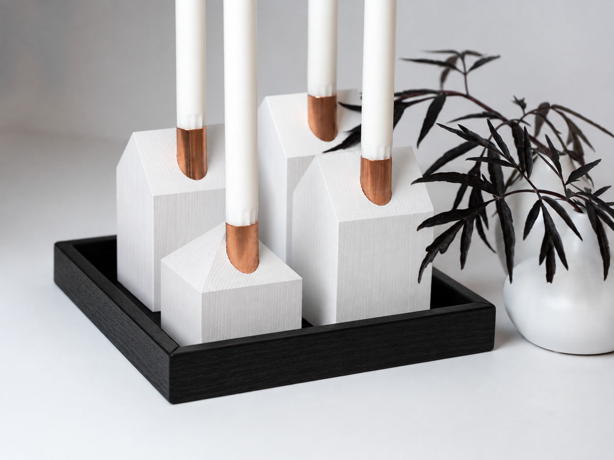 White Christmas - rectangle tray - black