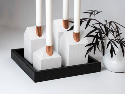 White Christmas - rectangle tray - black