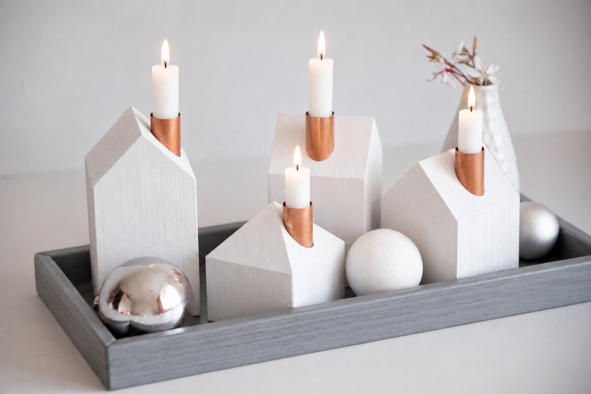 White Christmas - rectangle tray - gray