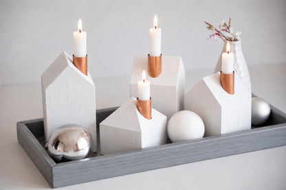 White Christmas - rectangle tray - gray