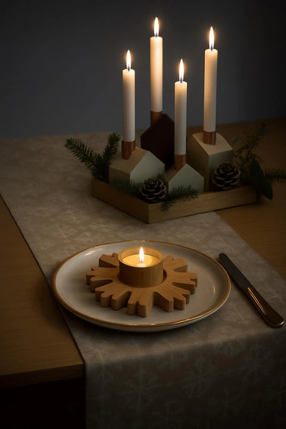 Eichenholz-Schneeflockenhalter, fertiges Geschenkset