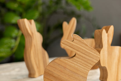 Hasenfamilie aus Holz – 4er-Set