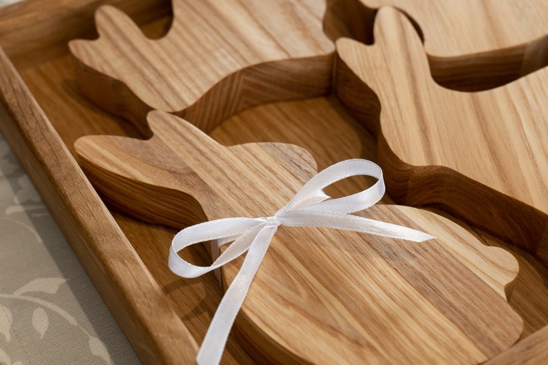 Hasenfamilie aus Holz – 4er-Set