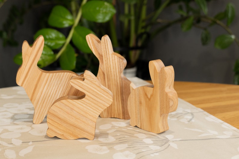 Hasenfamilie aus Holz – 4er-Set