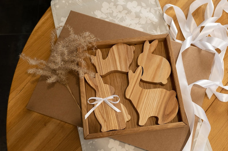Hasenfamilie aus Holz – 4er-Set
