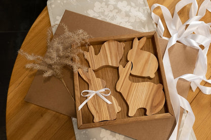 Hasenfamilie aus Holz – 4er-Set