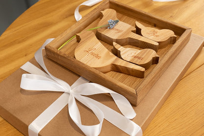 Vogel-Deko-Set aus Holz – 4er-Set