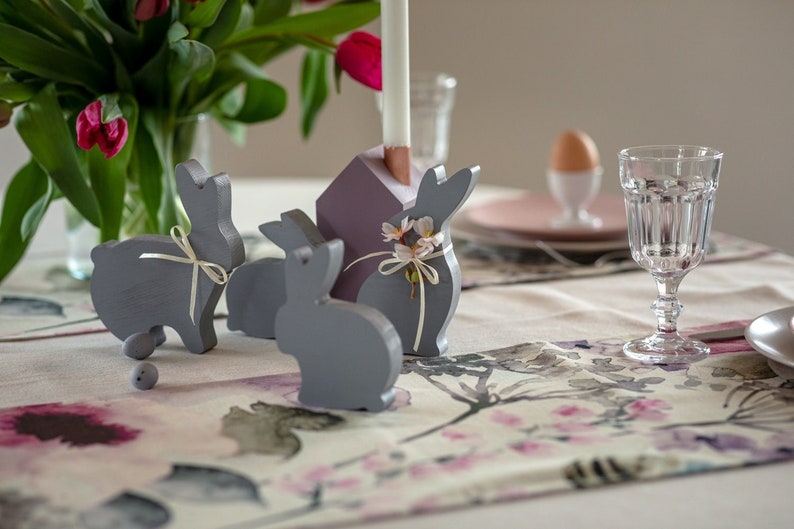 Hasenfamilie aus Holz – 4er-Set