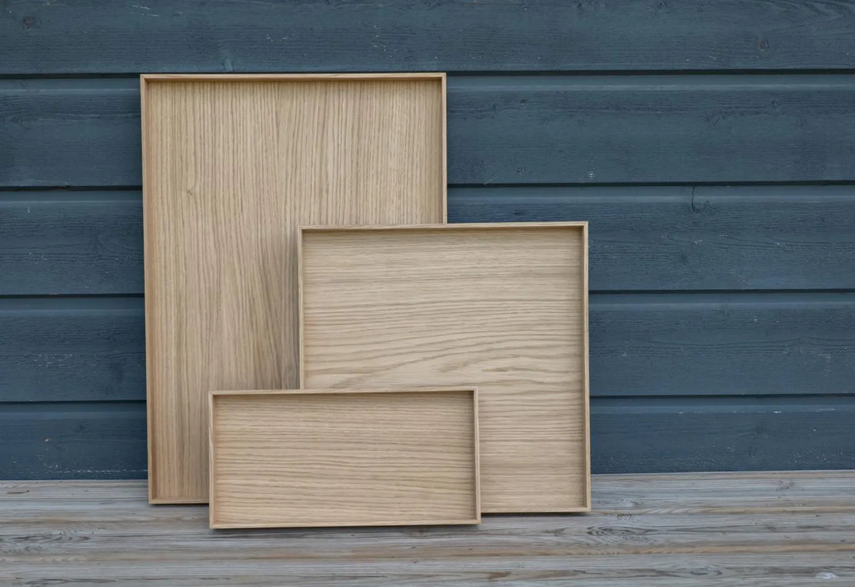 Oak Wood Serving Tray with Natural Oak Base