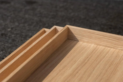 Oak Wood Serving Tray with Natural Oak Base